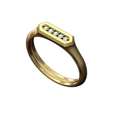 hexagonal fenda perfil sinete anel 3d impressão modelo joalheria diamante imprimível jóias ouro moderno moda prata personalizadas medida discreto hexágono esterlina minimalista 3d print model - Mito3D