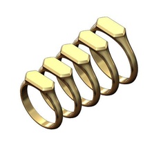 hexagonal fenda sinete anel tamanhos 5to9 3d impressão modelo joalheria gravável imprimível ouro prata gravação iniciais 3d print model - Mito3D