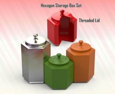 hexagonal armazenamento caixas conjunto rosca volta tampas cauda andorinha base tamanhos 3d print model - Mito3D