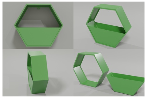 hexagonal pared maceta colgando cama flores 3d print model - Mito3D