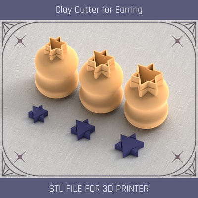 hexagram occult mini clay cutter tools earring 3d print model - Mito3D