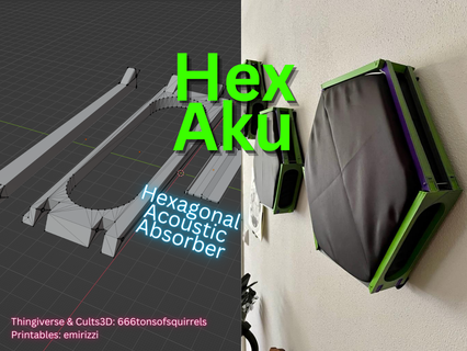 hexaku - acoustic absorber music sound panel wall 3d print model - Mito3D