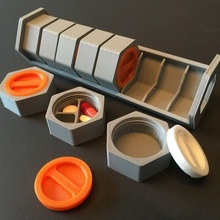 hexapill modular caixa comprimidos comprimido distribuidor medicamento medicação organizador semanal drogas 3d print model - Mito3D