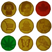 escondido litofano maluco compras carrinho tokens Reuleaux símbolo moedas_badges 3d print model - Mito3D