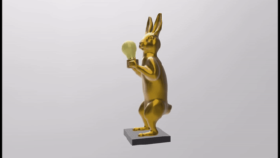 gizli tavşan Lamba 48 cm yüksek e27 ampul saklanma pla destek kolay tasarım dekorasyon dekor ev 3d print model - Mito3D