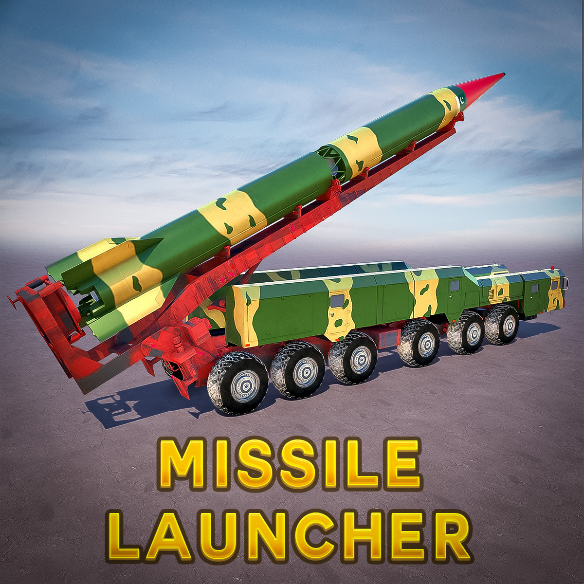 high fidelity 3d modell rakete startprogramm system agni irbm drdo sprengkopf mirv indien verteidigung starten targeting militär streik rüstung mittlere ballistisch vray 3ds 3D print model - Mito3D