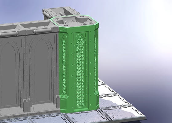 high skull column zone mortalis 28mm game wh 40 k games necromund underhive terrain wall war hammer 3d print model - Mito3D