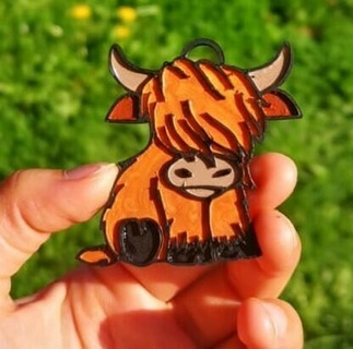 highland cow keychain 3d print model - Mito3D
