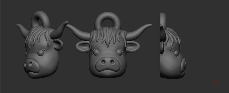 altopiano mucca collana orecchino amuleto supporti necessario portachiavi carina supporto facile Stampa 3d print model - Mito3D