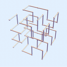 hilbert square curve - level 2 art math cube fractal space-filling mathematics geometry dansmath 3d print model - Mito3D