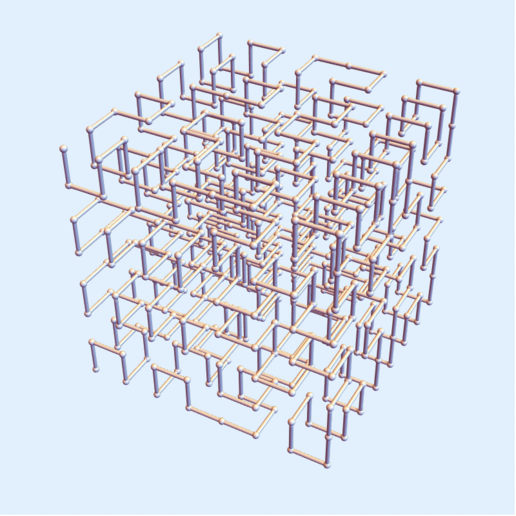 hilbert square curve - level 3 art math cube fractal space-filling mathematics geometry dansmath 3D print model - Mito3D