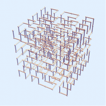 hilbert plaza de la curva nivel 3 art matemáticas cubo fractal llena el espacio geometría dansmath 3d print model - Mito3D