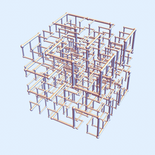 hilbert square nest 2-3 art math cube fractal space-filling mathematics geometry dansmath 3d print model - Mito3D