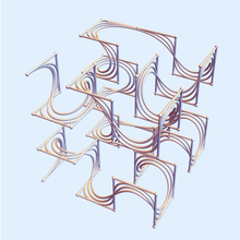 hilbert swirl level 2 math art cube spline b-spline fractal space-filling mathematics geometry dansmath 3d print model - Mito3D