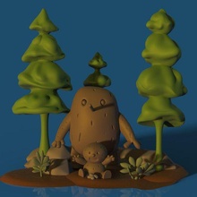 Hilda Diorama Troll baba Spiel Felsen Wald Bäume Trolle 3d print model - Mito3D