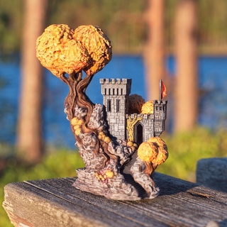 yamaç kule kale Tut ağaç fantezi çevre minyatür diyorama Sanat 3d print model - Mito3D