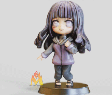 hinata Hyuga chibi version naruto hy ga ventilateur art 3d modèle Naruto anime manga action mignonne vibi figure figurine fanart 3d print model - Mito3D