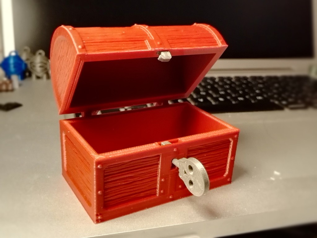 articulé poitrine travail fermer clé bois texture boîte récipient charnière pirate secret jouet Trésor conteneurs 3D print model - Mito3D