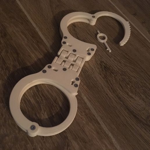 hinged handcuffs realistic 3D print model - Mito3D