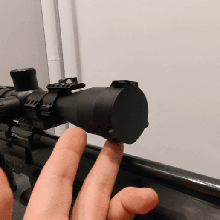 hinged magnetic flip open scope cover print place gadget hft hunter field target shooting riflescope lens ft 3d print model - Mito3D
