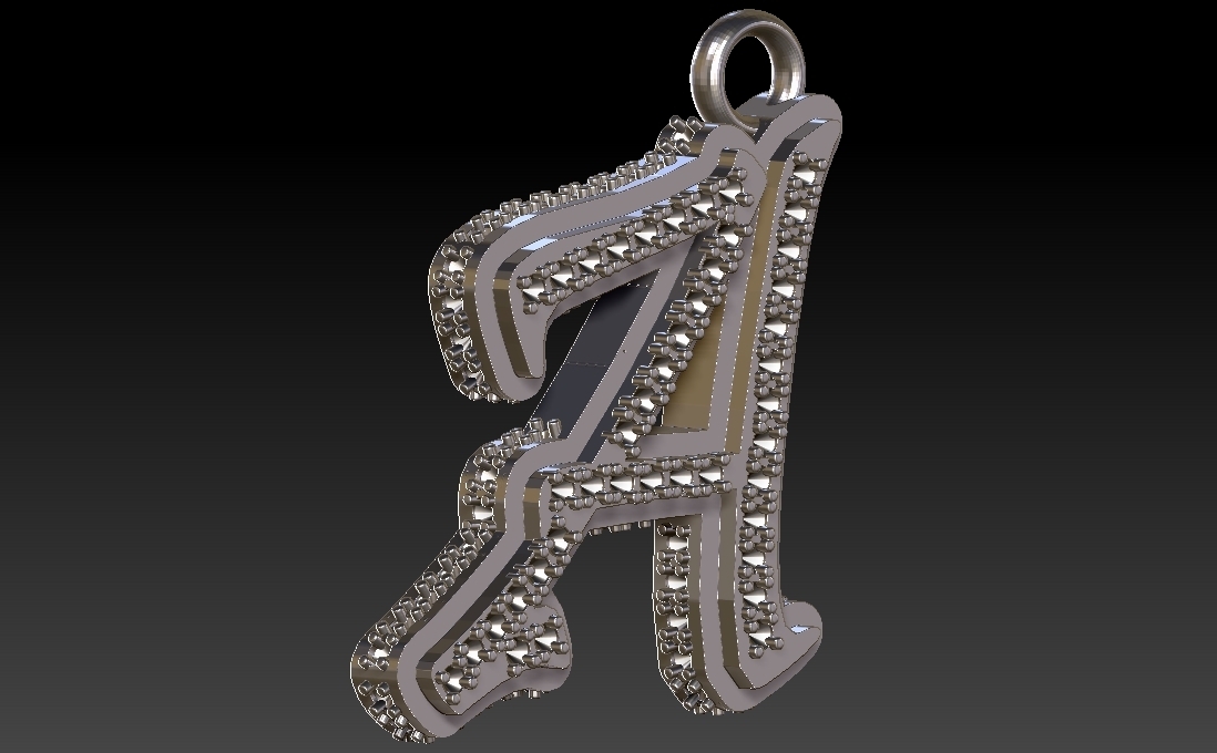 hip hop letter iced pendant ice diamond pave necklace zbrush 3D print model - Mito3D
