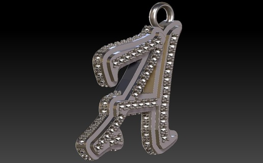 cadera salto letra hielo colgante pendiente diamante pavimentar collar zbrush 3d print model - Mito3D