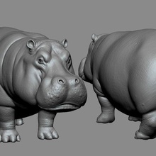 Nilpferd afrikanisch Tier Hipopotamo Jagd Fluss Zoo Museum niedrig poly Spiel bereit Safari 3d Kunst Skulpturen 3d print model - Mito3D