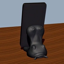 hippopotame cellulaire transporteur gadget cellule téléphone titulaire soutien animal 3d print model - Mito3D