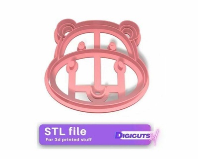 hippo face cookie cutter stl file animal bakery 3d printing kitchen 3d print model - Mito3D