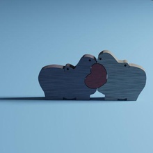 hippopotame l'amour bois cadeau ornement valentines animal Afrique cœur 3d print model - Mito3D
