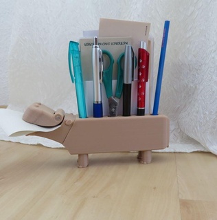 hippo memo-box 6x pencils budget holder note box memo pens ballpoint pen office notepad hippos easter gift mother's day christmas 3d print model - Mito3D