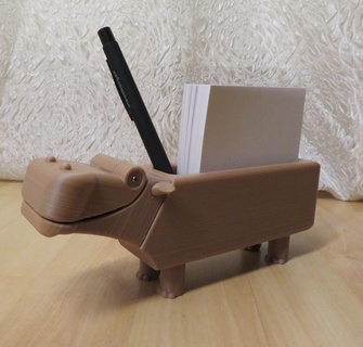 hippo memo box easter gift note pens ballpoint pen office notepad 3d print model - Mito3D