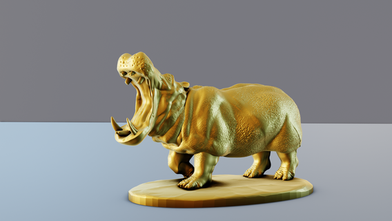 hippo mouth open stl herbivore animal jungle swamptabletop miniature 3d print model - Mito3D