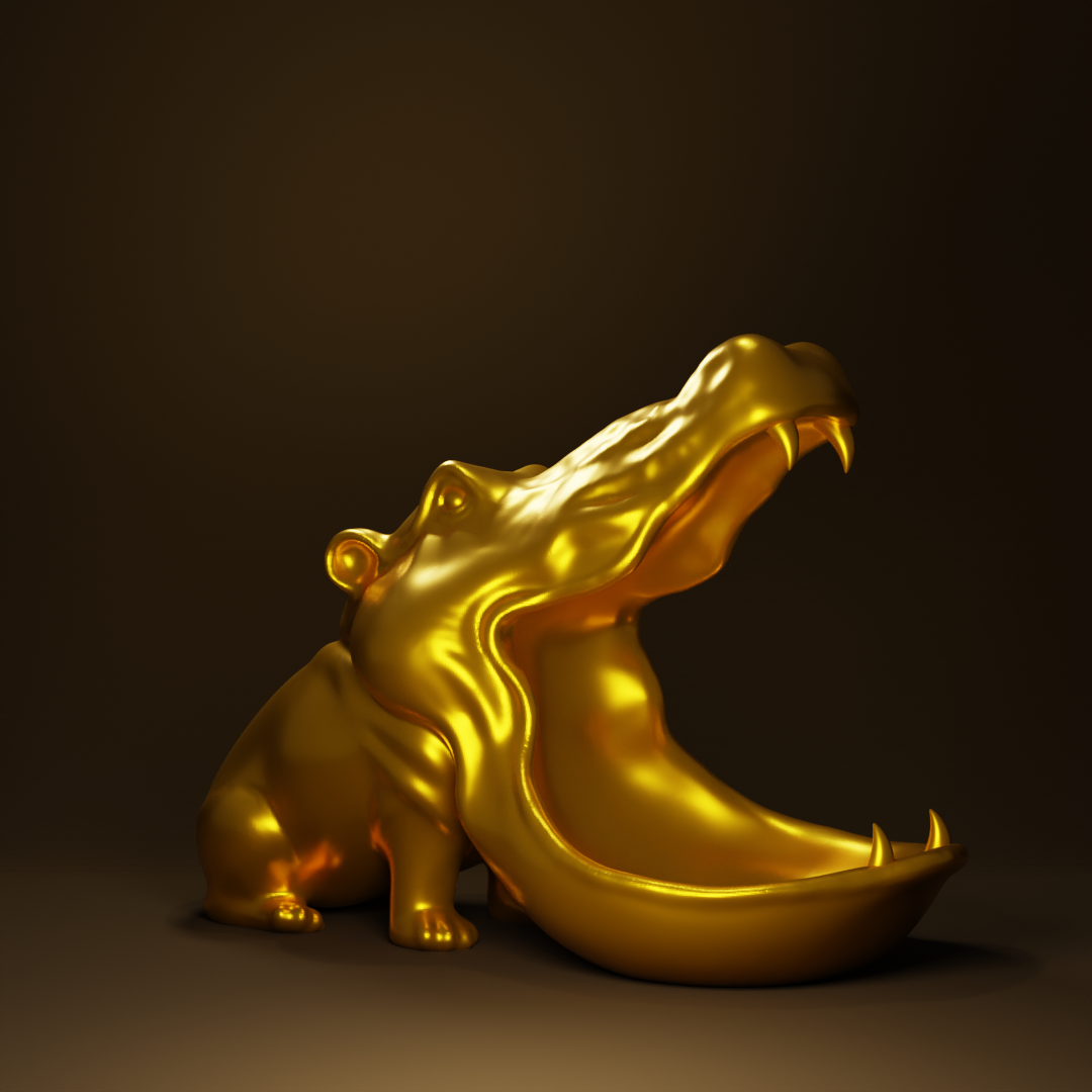 hippopotame ornement espace rangement sculpture chambre Accueil maison titulaire soutien décoration clé déco statue résine table animal facile impression 3D print model - Mito3D