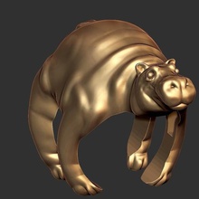 hippo ring jewelry elephant lion animal animaljewellery animalring hippopotamu rings sculpture jewellery jewelery jewell jewel silver gold 3dprint hipo diamond 3d print model - Mito3D