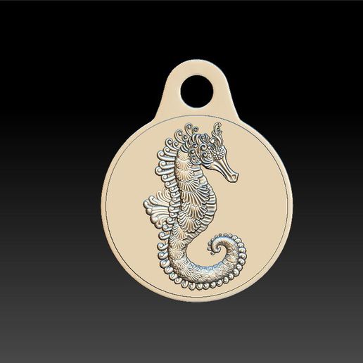 Hippocampus Medaille 3D print model - Mito3D