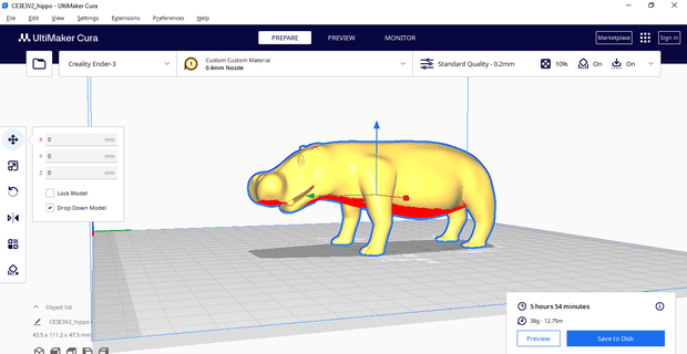 hipopótamo animal brinquedo Alto poli 3d print model - Mito3D