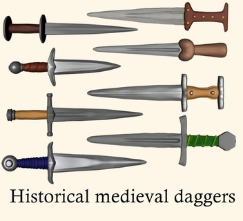 históricamente preciso dagas artilugio daga cuchillo cuchillos medieval Caballero espada triste miniatura juguete soldado arma 3d print model - Mito3D