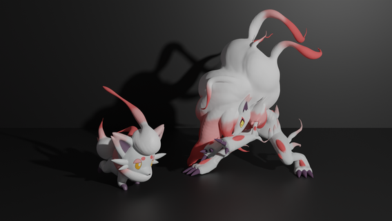 hisuian zorua zoroark pokemon 3d print model hisui pokeball pokedex pikachu eevee dark illusion mimic pet cat dog ghost 3d print model - Mito3D