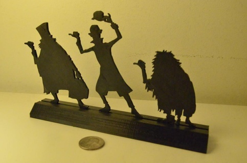 hitchhiking ghosts silhouette stand Art disney disneyland haunted mansion sculptures busts art 3d print model - Mito3D