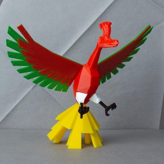 ho-oh low poly pokemon low-poly lowpoly faceted gen 2 ii second generation figure pok mon ho oh hooh legendary 3d print model - Mito3D