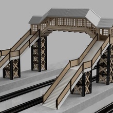 ho pedestrian covered footbridge architecture diorama pace modelism railway rc gateway bridge accessories returned passengers 3d print model - Mito3D