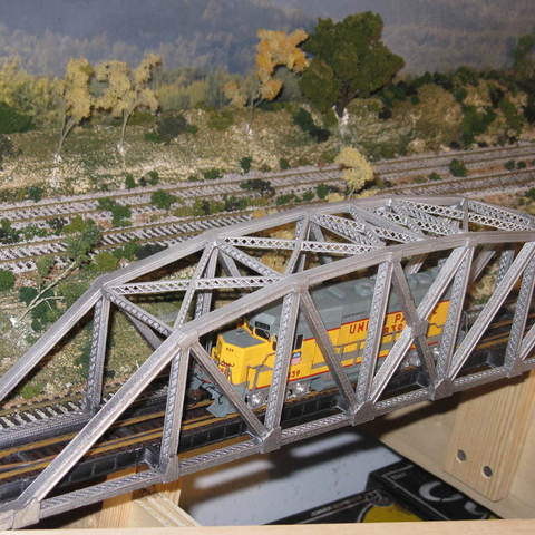 ho scale 145 ft steel arched truss bridge architecture buildings structures 3D print model - Mito3D