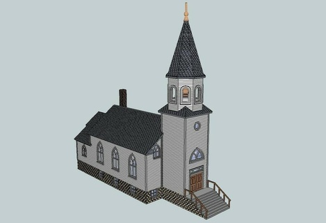 ho ölçek Bruce vadi kilise binalar yapılar 3d print model - Mito3D