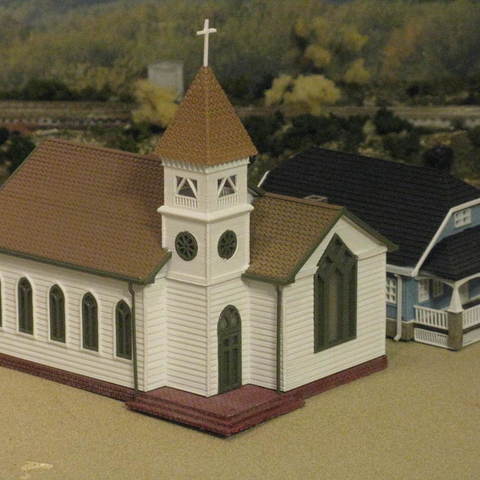 ho scale church architecture buildings structures tech-1 stop 3D print model - Mito3D