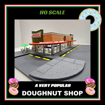 ho scale doughnut shop complete interior architecture donut coffee commercial business restaurant fast food 1 87 pastry drive 3d print model - Mito3D