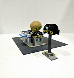 ho scale fast food restaurant drive thru burger joint architecture buildings retail shops structures diorama scenery layout model railroad 3d print model - Mito3D