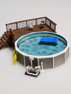 ho scale ground pool scene model printable swimming deck float folding chair gas grill backyard trailer park mobile home diorama scalable gaming trains railroad layout accessories 3d print model - Mito3D