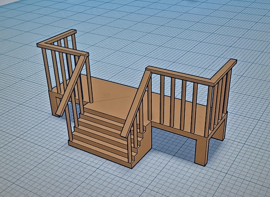 ho escala móvel casa coberta escadas reboque trilhos passos 3d print model - Mito3D