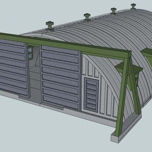 ho escala quonset cabana celeiro portas arquitetura edifícios estruturas 3d print model - Mito3D